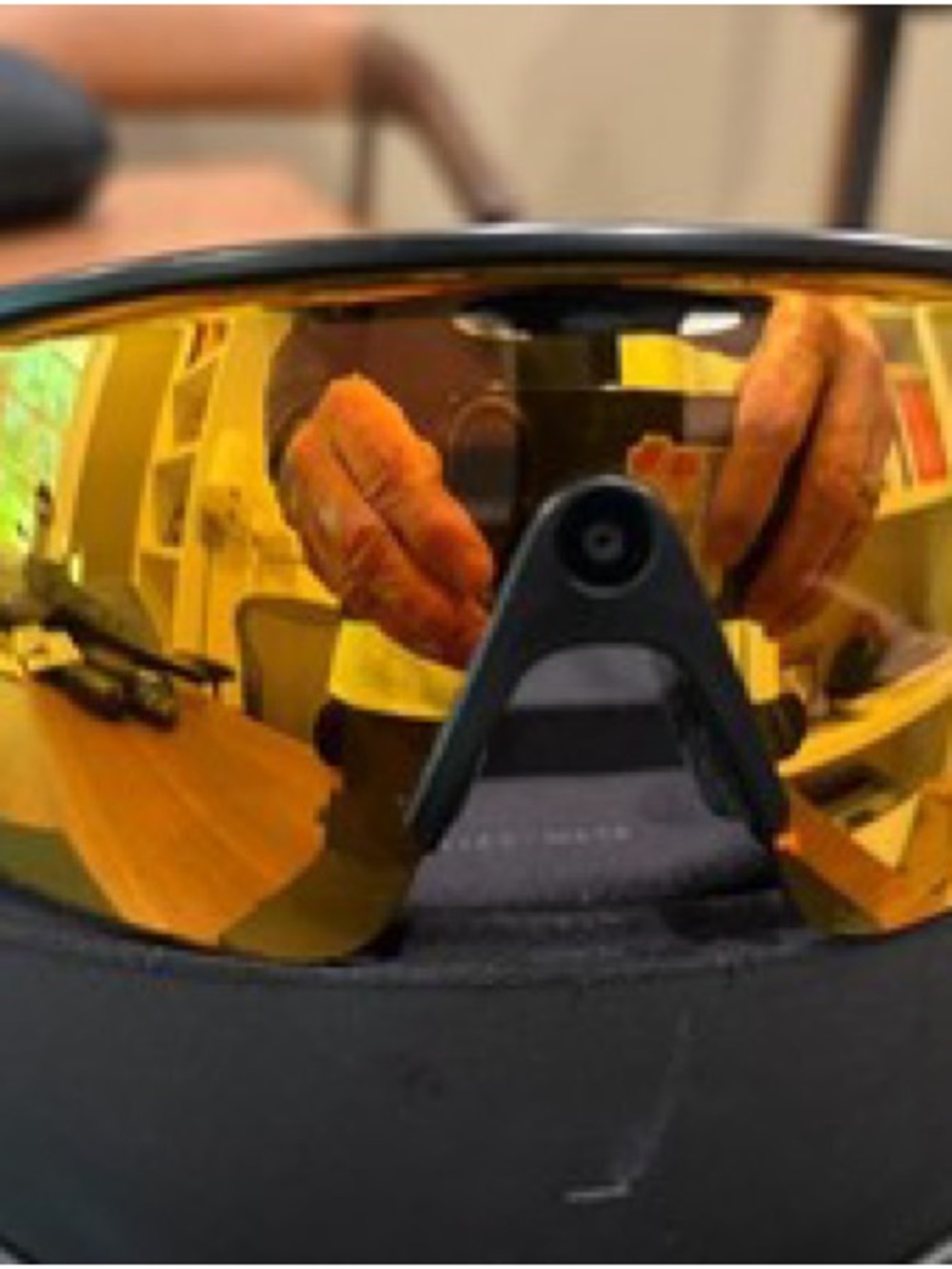Unbranded Men’s Amber Mirrored Visor Sunglasses with Built-in Camera